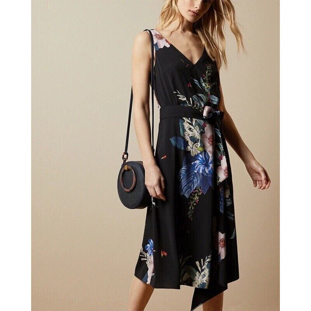 Ted Baker TRINNI Floral Romantic Jamboree Midi Dress NWT No Belt 1 US 2